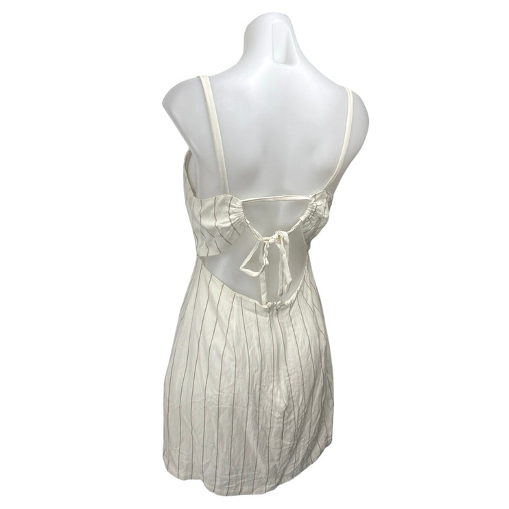 ASTR the Label Cream Beige Striped Sleeveless Cutout Mini A Line Dress Size M