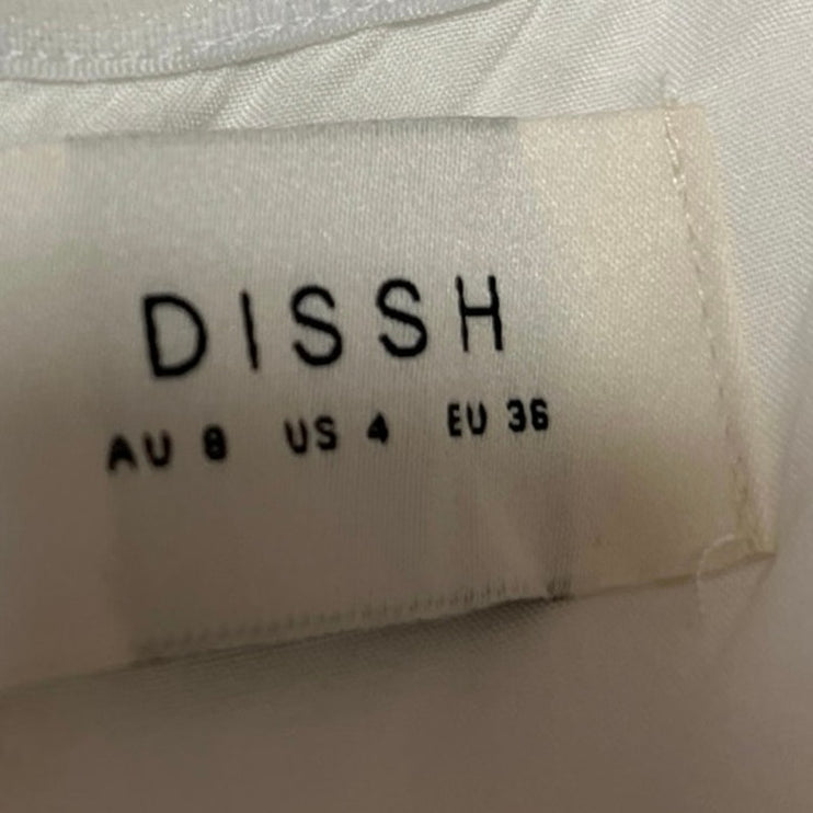 DISSH White 100% Linen Strapless Sleeveless Cutout Tube Midi Fit & Flare Dress 4