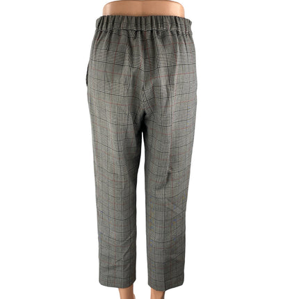Aritzia Babaton Women's Gray Plaid High Waisted Straight Leg Trousers Pants Sz 4