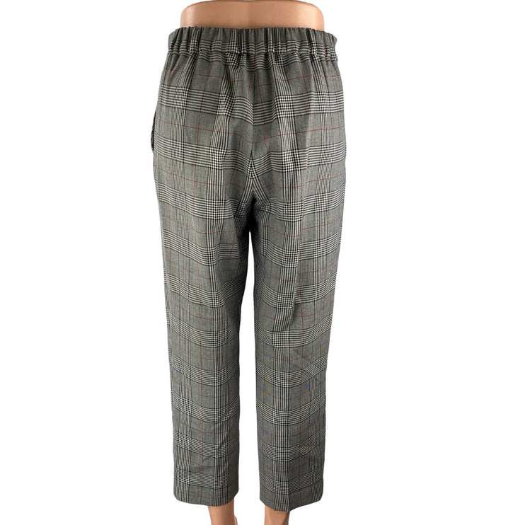 Aritzia Babaton Women's Gray Plaid High Waisted Straight Leg Trousers Pants Sz 4