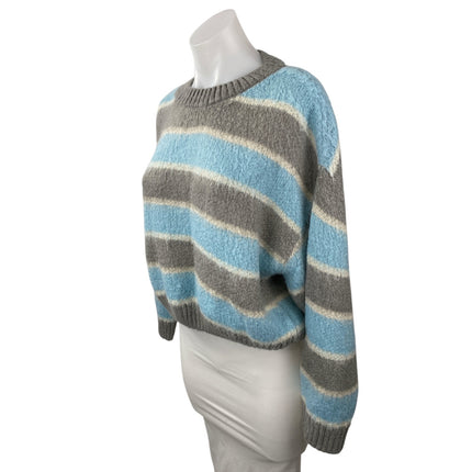 Little Lies Stripe Sia Gray Blue Wool Crew Neck Long Sleeve Sweater Top Size S/M