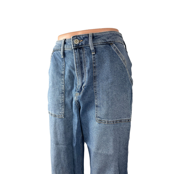 Hollister Curvy Ultra High Rise Dad Women's Blue Straight Denim Jeans Size 27x29