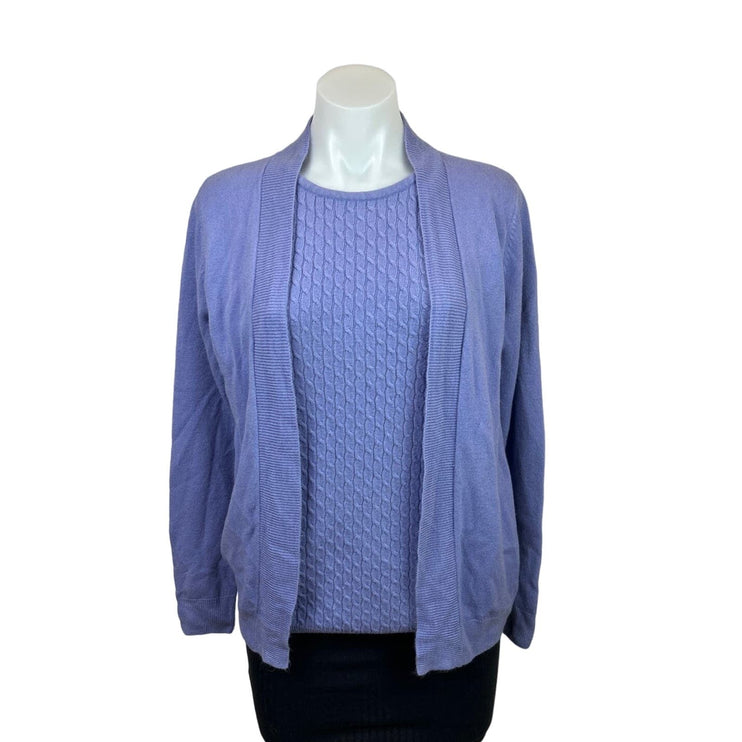 Vintage Bromley Women's Purple Acrylic Soft Knit Crew Neck Long Sleeve Cardigan Top