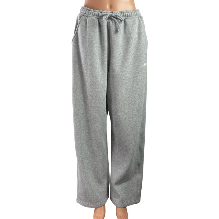 Gymshark Womens Gray Elastic Waist Straiht Wide Leg Trouser Lounge Sweat Pants M