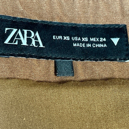 Zara Women's Brown Tan Lace Up Zip Boho Western Straight Mini Skirt Size XS