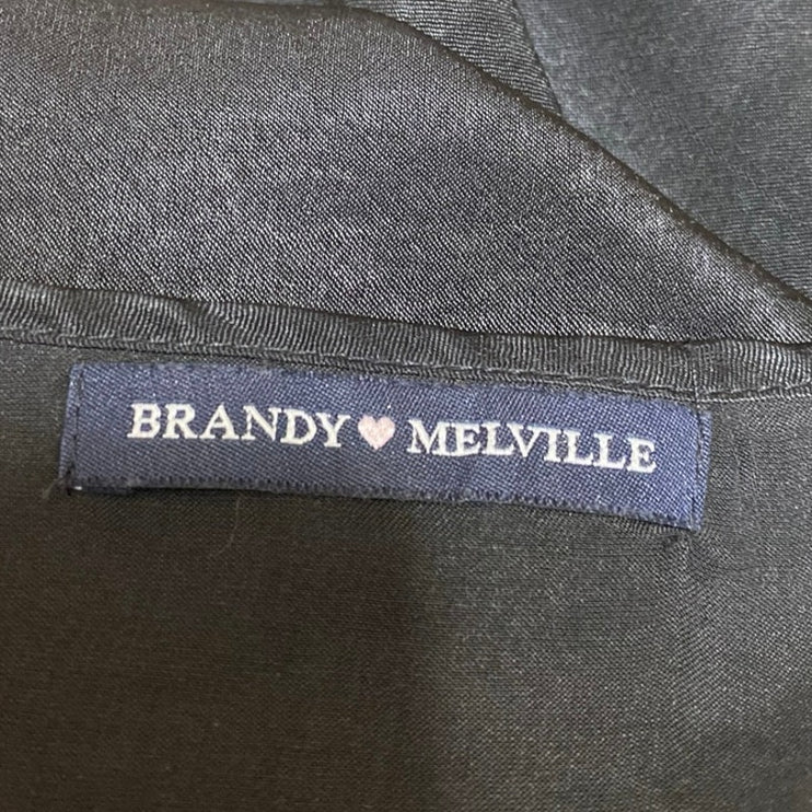 Brandy Melville Black Silk Satin Sleeveless V Neck Cami Camisole Tank Top Size S