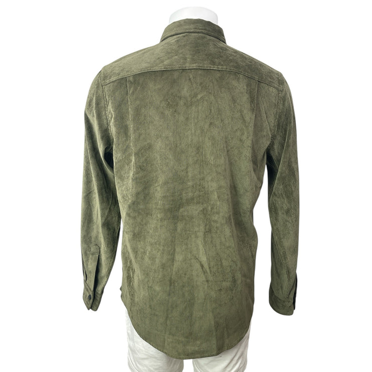 Weatherproof Men's Green Corduroy Collared Long Sleeve Button Down Shirt Top M