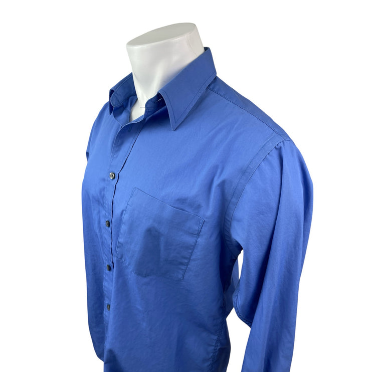 George Men's Blue Long Sleeve Chest Pocket Casual Button Down Shirt Top Size M