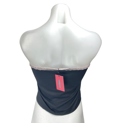 NEW Edikted Black Strapless Sleeveless Bandeau Bustier Crop Tube Tank Top Size S