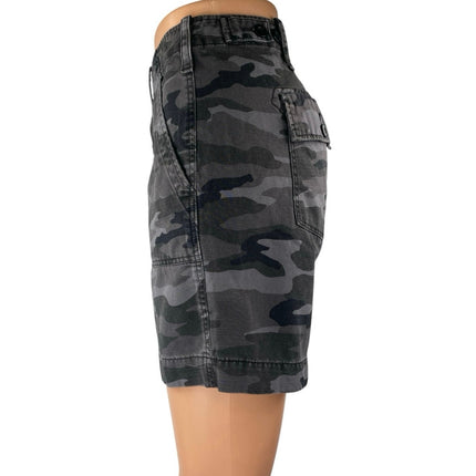 G1 Goods Black Gray Camo Camouflage Mid Rise Straight Leg Bermuda Shorts Size 4