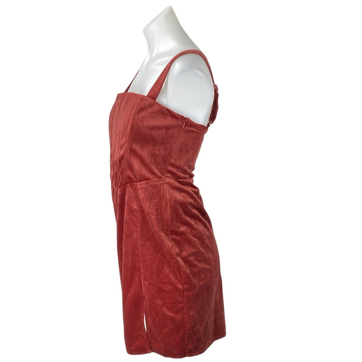 NEW NA-KD Pink Velvet Velour Sleeveless Cami Camisole Mini Pencil Dress 36 US S