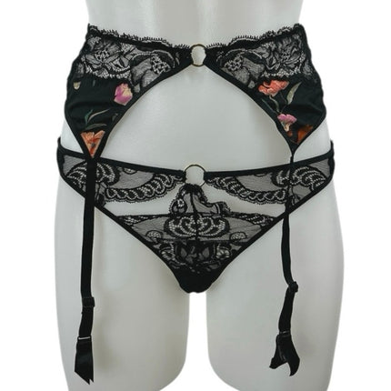 Aubade Women's Black Lace Sheer Corset Garter Belt Waist Cincher Linge –  Brie