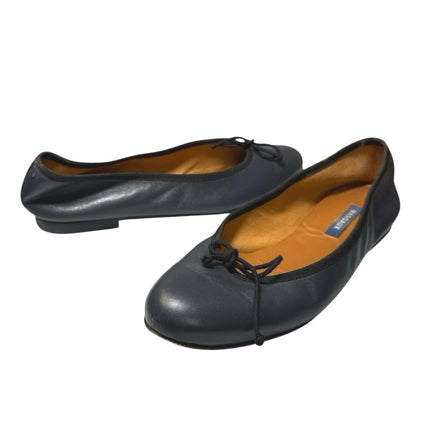 Margaux The Demi Women's Dark Blue Nappa Leather Bow Ballet Flats Size 9M