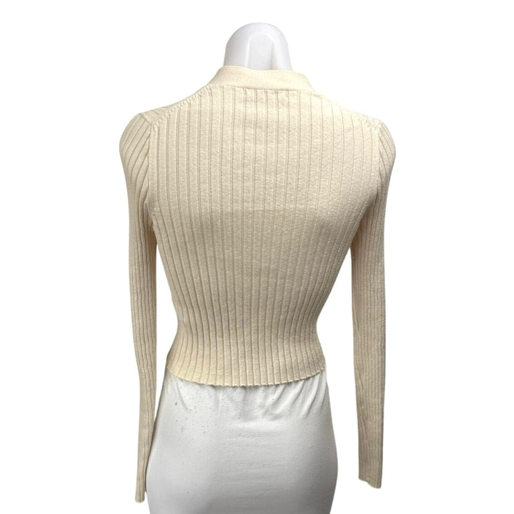 Madewell Cream Long Sleeve Ribbed Knit Button Down Cardigan Sweater Top Size S