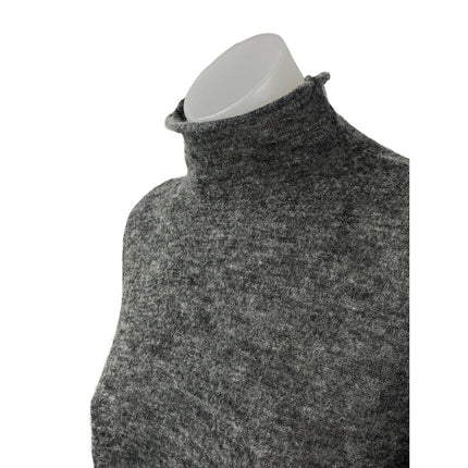 Zara Womens Gray Alpaca Wool Mock Neck Long Sleeve Crop Sweatshirt Sweater Top S