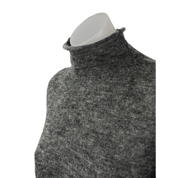 Zara Womens Gray Alpaca Wool Mock Neck Long Sleeve Crop Sweatshirt Sweater Top S