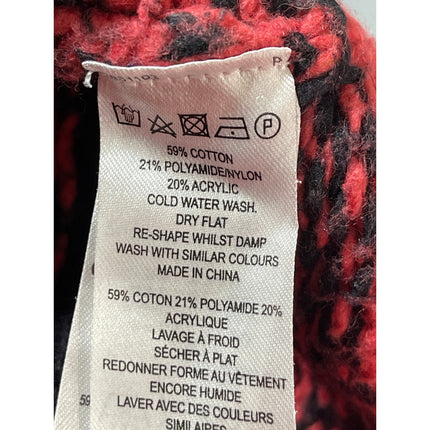 French Connection Womens Red Black Fair Isle Knit Long Sleeve Sweater Top Size S