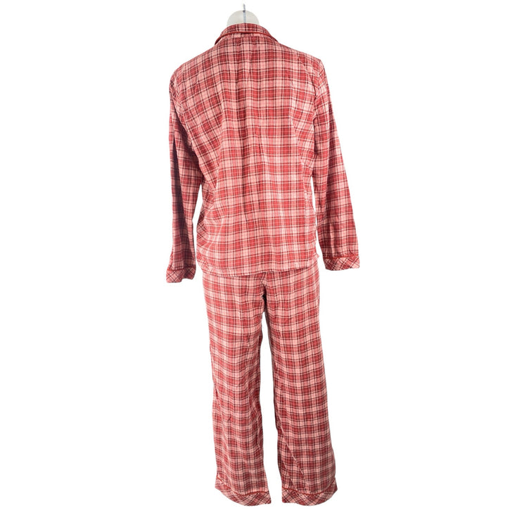 Madewell Red Plaid Check Button Down Long Sleeve Wide Leg Sleepwear Pajama Set M