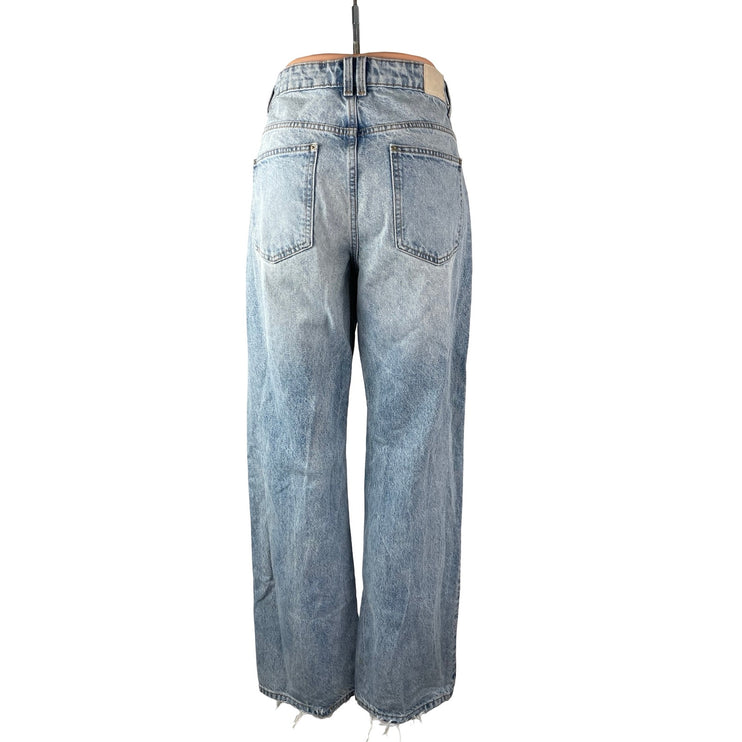 Zara Women's Blue Light Wash High Waisted Wide Leg Baggy Denim Jeans Size 6