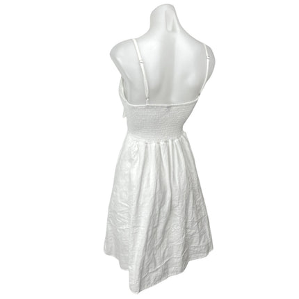FancyInn White Sleeveless Tie Front Cutout Smocked A Line Mini Dress Size S