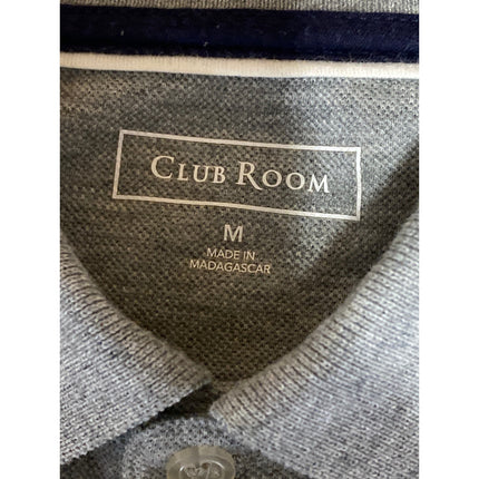 Club Room Mens Gray Collared Short Sleeve Slim Office Casual Polo Shirt Top Sz M