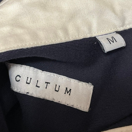 Cultum Men's Navy Blue Long Sleeve Polo Shirt Sweater Sweatshirt Top Size M