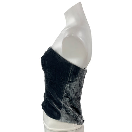Reformation Giorgia Blue Velvet Velour Sleeveless Strapless Tube Crop Top Size 2