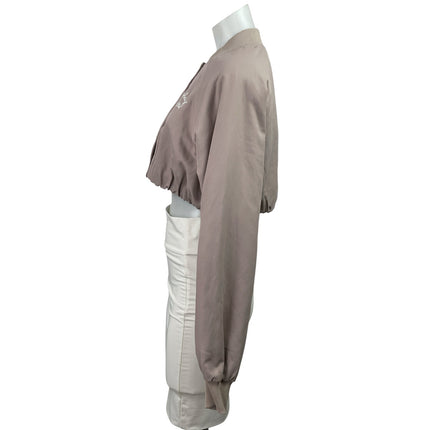NEW Gymshark Womens Pink Snap Button Long Sleeve Cropped Bomber Coat Jacket Sz S