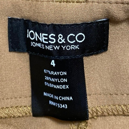 Jones & Co Women's Tan High Rise Baggy Palazzo Wide Leg Trousers Pants Size 4