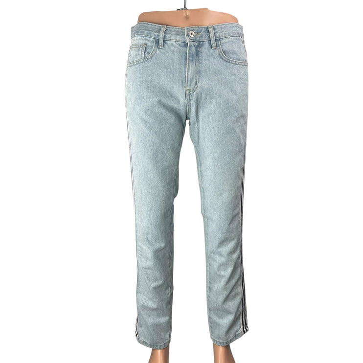 Triple J Men's Light Wash Blue Mid Rise Slim Fit Straight Denim Jeans Pants Sz S