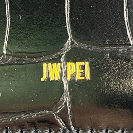 JW Pei Women's Black Faux Leather Vegan Croc Mini Flap Crossbody Handbag OS