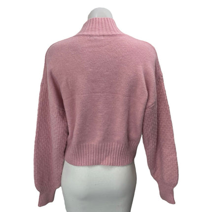 Ever After Women's Pink Floral 3D Long Balloon Sleeve Turtleneck Sweater Top M