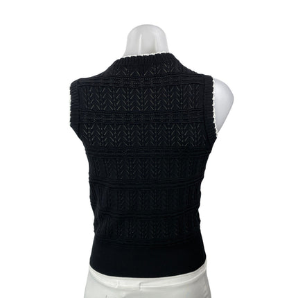 Madewell Black White Chevron Pointelle Sleeveless Sweater Vest Tank Top Size S