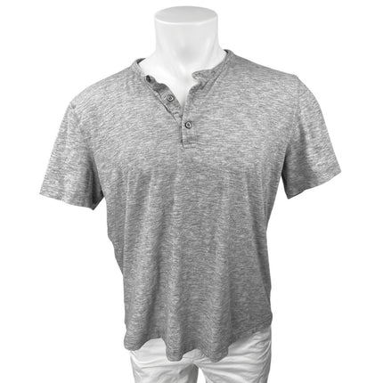 Banana Republic Vintage Tee Men's Gray Short Sleeve Henley Neck T-Shirt Top Sz L