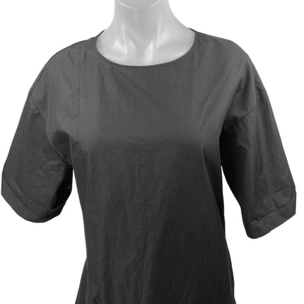See By Chloe Women Black Short Sleeve Ruffle Drop Waist Shift Mini Dress Size 14
