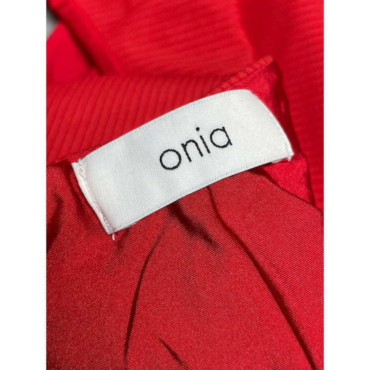 Onia Women's Red Strapless Sleeveless Tube Bandeau Bikini Summer Swimwear Set S