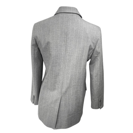 Mango MNG Women's Gray Long Sleeve Striped Double Breasted Blazer Suit Jacket S