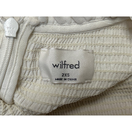Aritzia Wilfred White Long Balloon Sleeve Smocked Mock Neck Blouse Top Size 2XS