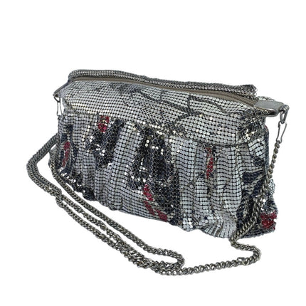 Women's Silver Metallic Mesh Chain Shoulder Evening Prom Purse Handbag OS