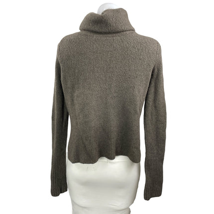 ALLSAINTS Brown Wool Knit Asymmetrical Cropped Turtleneck Sweater Top Size S
