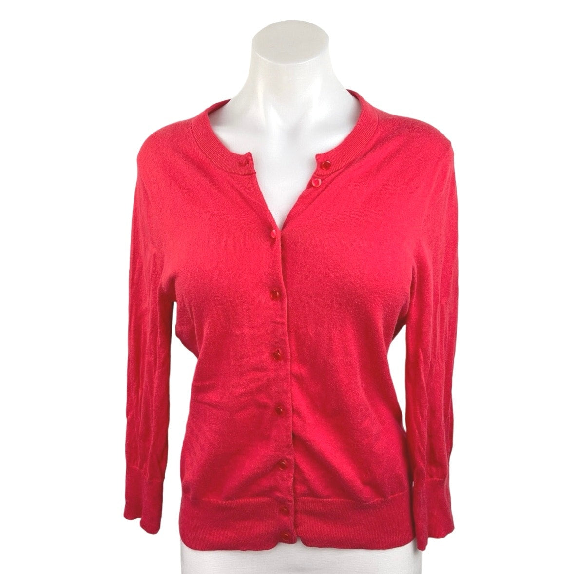 J.Crew Women s Red Long Sleeve Crew Neck Casual Button Up T shirt Tee Brie