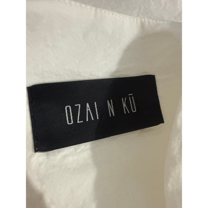 Ozai N Ku Dynaco White Stand Collar Long Sleeve Button Down Shirt Blouse Top XS