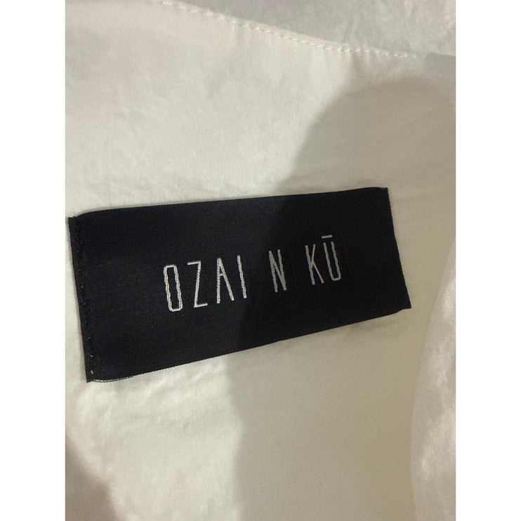 Ozai N Ku Dynaco White Stand Collar Long Sleeve Button Down Shirt Blouse Top XS