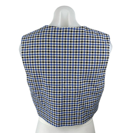 Zara Women's Blue Gingham Houndstooth Sleeveless V Neck Vest Crop Top Size XS