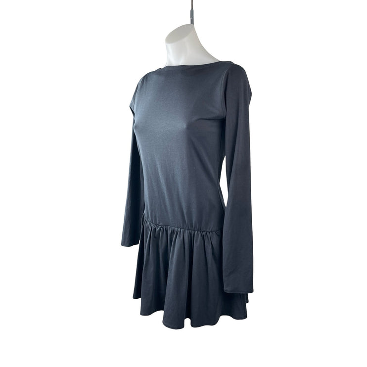 Abercrombie & Fitch Black Long Sleeve Open Back Fit & Flare Mini Dress Size M