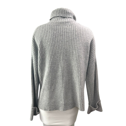 Revive Cashmere Womens Gray Wool Rib Knit Turtleneck Long Sleeve Sweater Top M