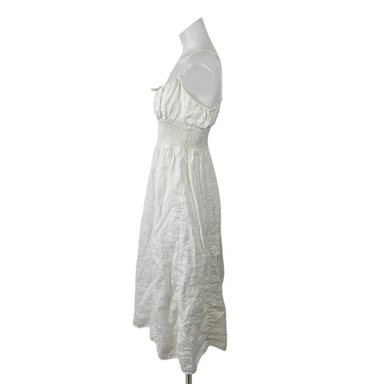 Aritzia Wilfred White 100% Linen Sleeveless Bustier Fit & Flare Midi Dress Sz M