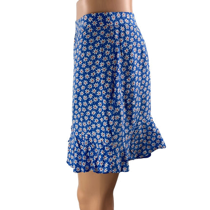 Madewell Women's Blue Floral Daisy Ruffle High Waist Pencil Mini Skirt Size 00
