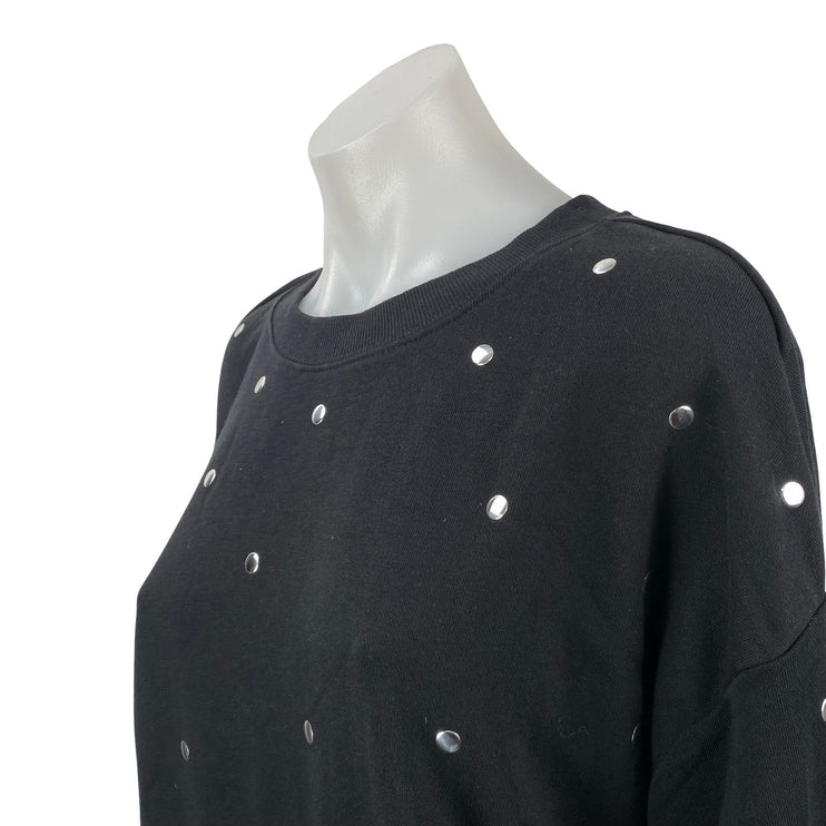Ann Taylor LOFT Women's Black Beaded Long Sleeve Crewneck Sweatshirt Top Size L