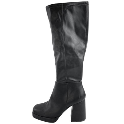 Steve Madden Kreo Women's Black Leather Platform Block Heel Tall Boots Size 9M